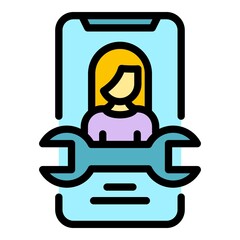 Poster - Agent online repair icon. Outline agent online repair vector icon color flat isolated
