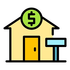 Poster - Agent house sale icon. Outline agent house sale vector icon color flat isolated