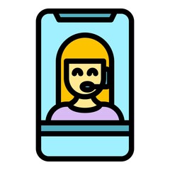 Poster - Agent smartphone icon. Outline agent smartphone vector icon color flat isolated