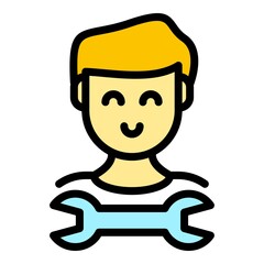 Poster - Repairman icon. Outline repairman vector icon color flat isolated