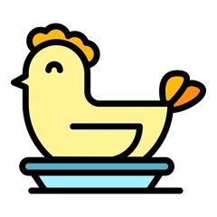 Poster - chicken icon. outline chicken vector icon color flat isolated