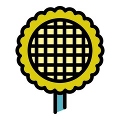 Poster - Sunflower icon. Outline sunflower vector icon color flat isolated