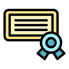 Poster - Graduation diploma icon. Outline graduation diploma vector icon color flat isolated