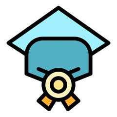 Poster - Master degree icon. Outline master degree vector icon color flat isolated