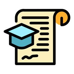 Poster - Degree document icon. Outline degree document vector icon color flat isolated