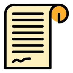 Poster - Degree paper icon. Outline degree paper vector icon color flat isolated