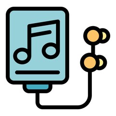 Poster - Music player icon. Outline music player vector icon color flat isolated