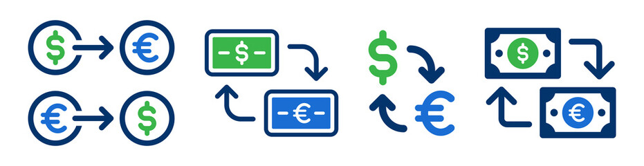 Poster - Currency exchange, dollar to euro icon set. 