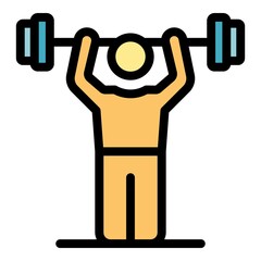 Poster - Gym exercise icon. Outline gym exercise vector icon color flat isolated