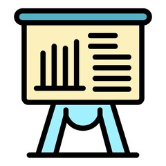 Poster - Custmer banner presentation icon. Outline custmer banner presentation vector icon color flat isolated
