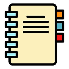Poster - Customer data notebook icon. Outline customer data notebook vector icon color flat isolated