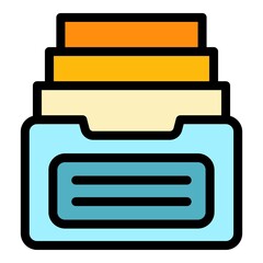 Poster - Folders info icon. Outline folders info vector icon color flat isolated