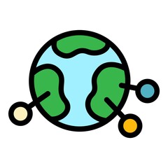 Poster - global network icon. outline global network vector icon color flat isolated