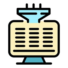 Poster - Filter database icon. Outline filter database vector icon color flat isolated