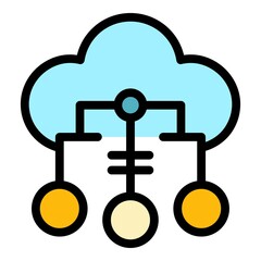 Poster - Network cloud icon. Outline network cloud vector icon color flat isolated