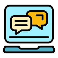 Poster - Online chat icon. Outline online chat vector icon color flat isolated