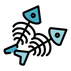 Poster - Fish waste icon. Outline fish waste vector icon color flat isolated