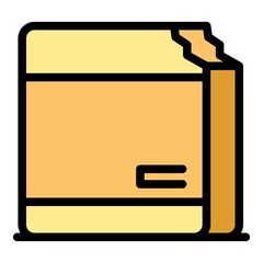 Poster - Carton box waste icon. Outline carton box waste vector icon color flat isolated