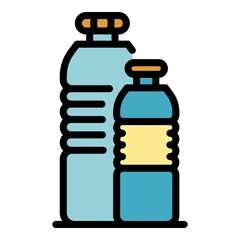 Sticker - Garbage bottles icon. Outline garbage bottles vector icon color flat isolated