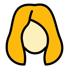 Poster - Lady wig icon. Outline lady wig vector icon color flat isolated