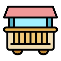 Sticker - Street food cart icon. Outline street food cart vector icon color flat isolated
