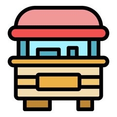 Sticker - Street cart retail icon. Outline street cart retail vector icon color flat isolated