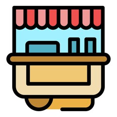 Sticker - Food trolley icon. Outline food trolley vector icon color flat isolated