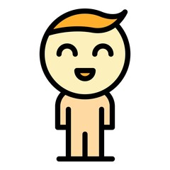 Poster - Little boy icon. Outline little boy vector icon color flat isolated