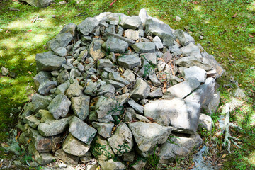 Wall Mural - Piled some stones at Nakijin castle ruins.