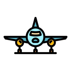 Poster - Aircraft icon. Outline aircraft vector icon color flat isolated