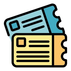 Poster - Fly tickets icon. Outline fly tickets vector icon color flat isolated