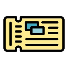 Poster - Trip fly ticket icon. Outline trip fly ticket vector icon color flat isolated