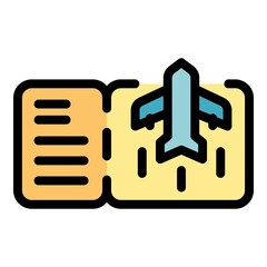 Poster - Boarding pass ticket icon. Outline boarding pass ticket vector icon color flat isolated