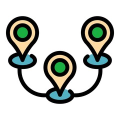 Poster - points itinerary icon. outline points itinerary vector icon color flat isolated