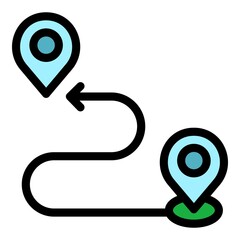 Poster - Walking itinerary icon. Outline walking itinerary vector icon color flat isolated