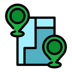 Poster - Avenue itinerary icon. Outline avenue itinerary vector icon color flat isolated