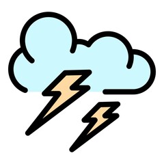 Poster - Lightning clouds icon. Outline lightning clouds vector icon color flat isolated