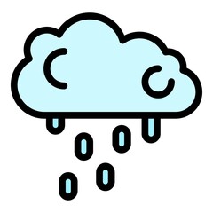 Poster - Rainy cloud icon. Outline rainy cloud vector icon color flat isolated