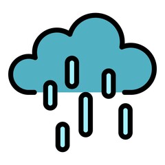Sticker - Rainy weather icon. Outline rainy weather vector icon color flat isolated