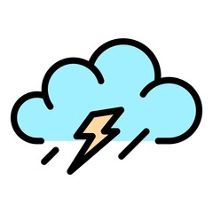 Poster - Lightning weather icon. Outline lightning weather vector icon color flat isolated