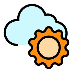 Poster - Mostly cloudy icon. Outline mostly cloudy vector icon color flat isolated