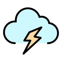 Poster - cloud flash icon. outline cloud flash vector icon color flat isolated
