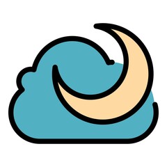 Poster - moonlight cloud icon. outline moonlight cloud vector icon color flat isolated