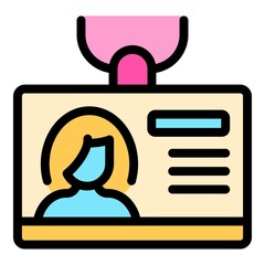 Poster - woman id card icon. outline woman id card vector icon color flat isolated