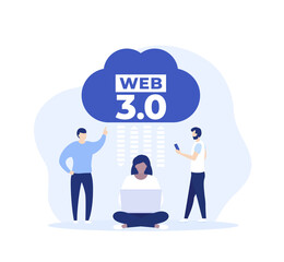 Wall Mural - web 3.0 or web3 vector illustration with people