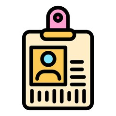 Poster - Conference id card icon. Outline conference id card vector icon color flat isolated