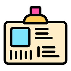Poster - Office id card icon. Outline office id card vector icon color flat isolated