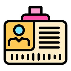 Poster - Contact id card icon. Outline contact id card vector icon color flat isolated