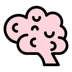 Poster - Biology brain icon. Outline biology brain vector icon color flat isolated