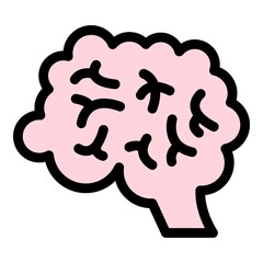 Poster - Brain mind icon. Outline brain mind vector icon color flat isolated